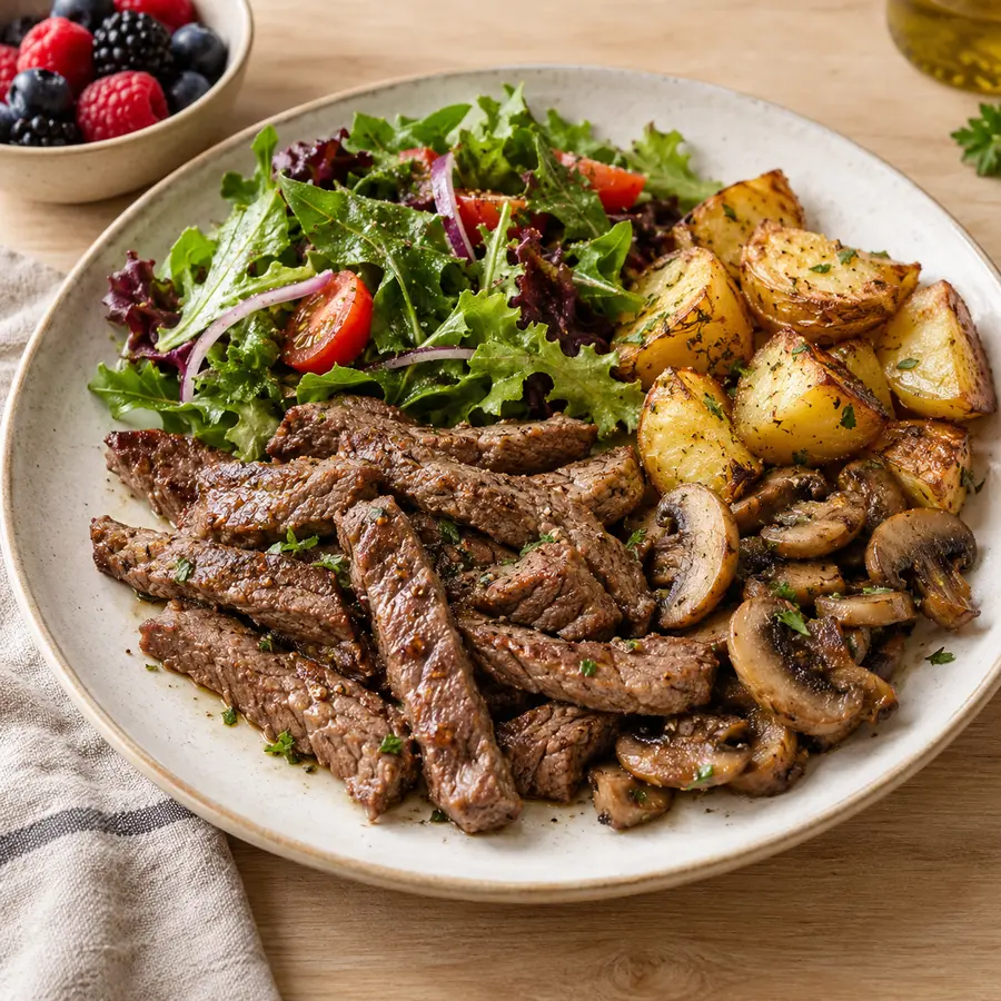 Ensalada templada de garbanzos con huevo, tomate, pepino y maíz