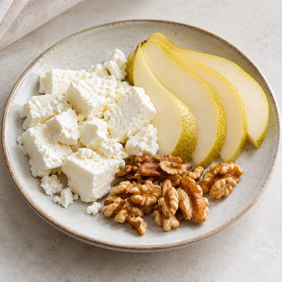 Queso fresco con pera y nueces